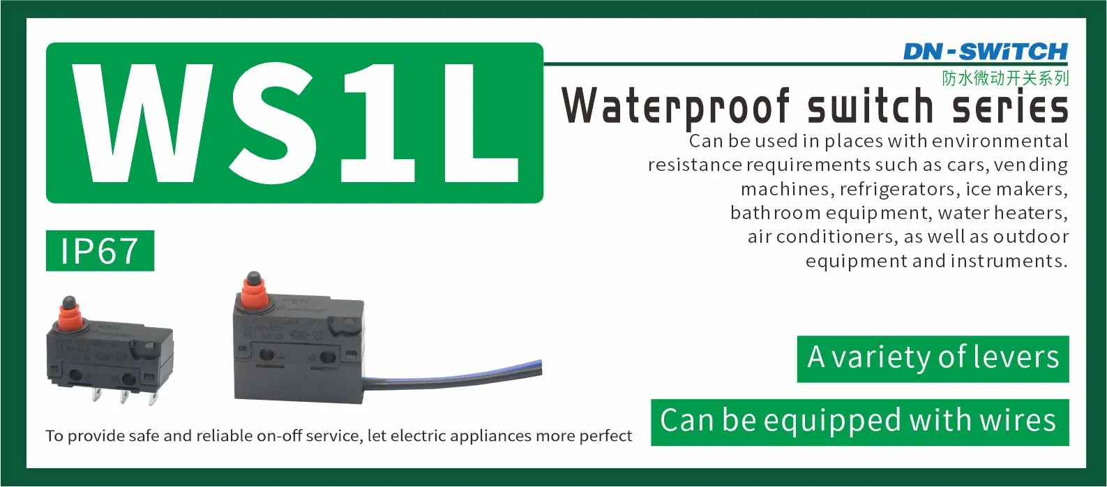 Dongnan Electronics//Anti-vibration WS1L series waterproof microswitch